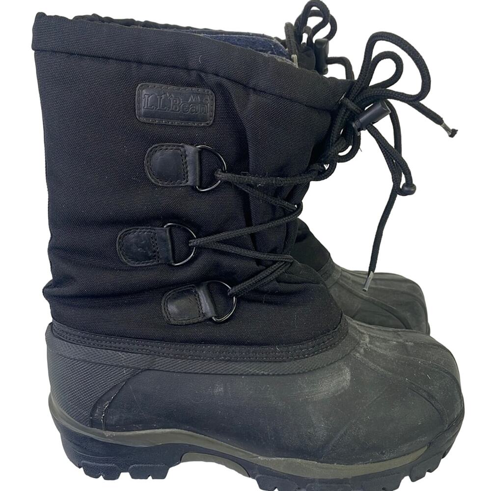 LL Bean Bigelow Black Insulated Cold Weather Snow Boot Lace Up Size 8